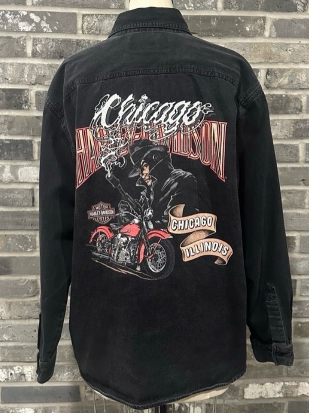 Y2K Harley Davidson Chicago Illinois Motorcycle Dealer Shirt Mens M Back Graphic
